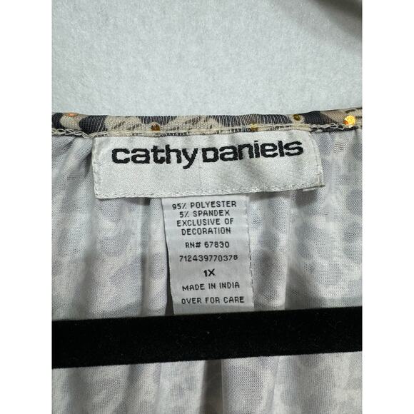 Cathy Daniels Vintage Y2K Leopard Animal Print Scoop Neck Blouse Plus Size 1X - Picture 2 of 5